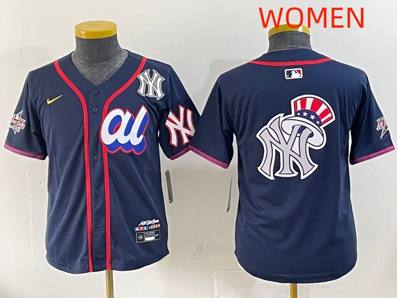 Women 2025 New York Yankees Blank Drak Blue All star Blank Blue Nike MLB Jersey style 16